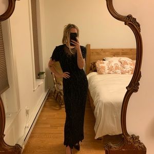 Vintage Stenay beaded black gown